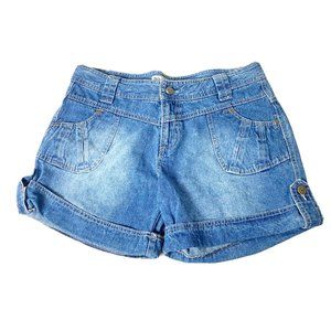 VTG Wet Seal Sz 13 Cuffed Denim Shorts-Unique pocket/tab cuff 100% Cotton NWT